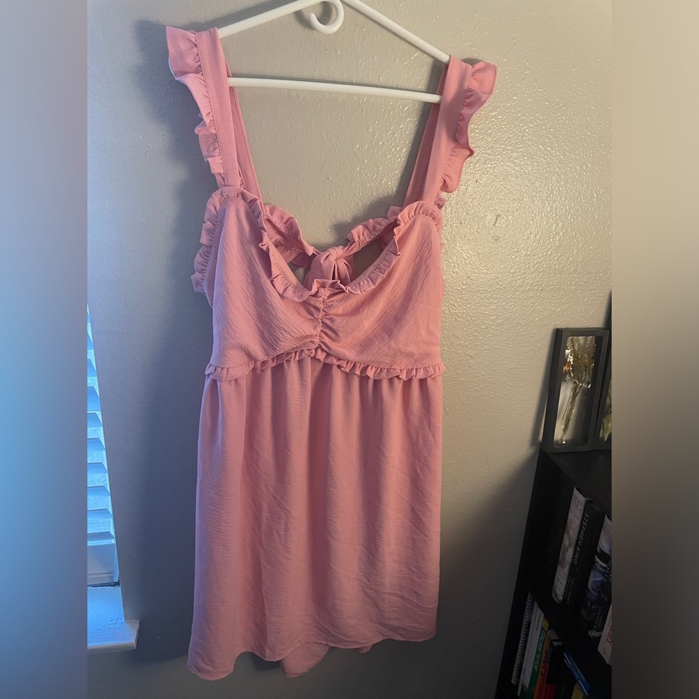 Pink mini dress with open back